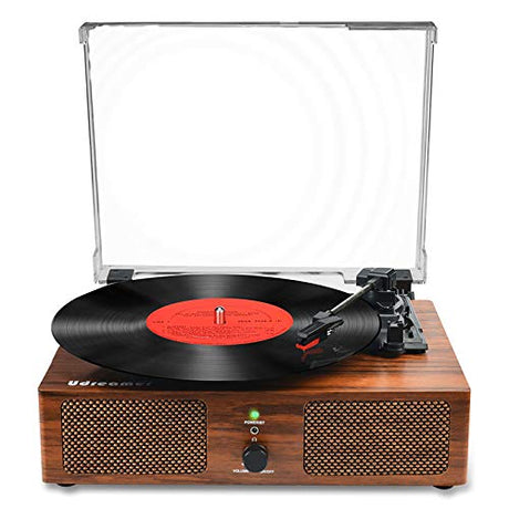 Vinyl Record Player Wireless Turntable with Built-in Speakers and USB Belt-Driven Vintage Phonograph Record Player 3 Speed for Entertainment and Home Decoration Udreamer