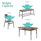 Best Choice Products 6-Piece 55in Modern Dining Set for Home, Kitchen, Dining Room w/Storage Racks, Rectangular Table, Bench, 4 Chairs, Steel Frame - Brown Best Choice Products