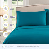 Queen Size Bed Sheets - Breathable Luxury Sheets with Full Elastic & Secure Corner Straps Built In - 1800 Supreme Collection Extra Soft Deep Pocket Bedding Set, Sheet Set, Queen, Teal