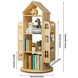 4-Tier Rotating House-Shaped Bookshelf with 360° Turntable for Home and Office WoodArtSupply