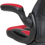 Flash Furniture X10 High-Back LeatherSoft Racing Style Gaming Chair with Flip-Up Arms, Ergonomic Padded Swivel Computer Chair, Red/Black Flash Furniture