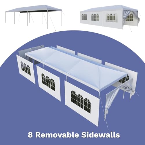 Devoko 10'x30' Outdoor Heavy Duty Canopy Tent, Waterproof Wedding Party Tent with UV Protection & Sidewalls, Wind Resistant Portable Gazebo Shelter for Events,Backyard, Patio, White Devoko