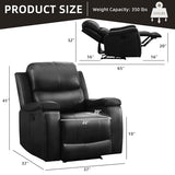 IOMOR Leather Recliner Chair, Manual Recliner Chair for Adults with Overstuffed Arms and Back, Single Sofa Recliner with Cup Holders for Living Room (1, Black)
