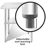 KUTLER Stainless Steel Table 30 x 48 Inches with Caster Wheels, NSF Heavy Duty Commercial Prep and Work Table with Undershelf for Restaurant, Hotel, Home KUTLER