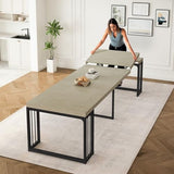 KEIKI 23.62" - 118" L Extendable Foldable Dining Room Table for 2-10 People, Wood Modern Rustic Rectangle Expandable Kitchen Living Meeting Room Furniture, 5 Tabletop Length Options KEIKI