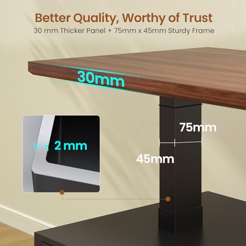 SEDETA Farmhouse Electric Standing Desk, 63" Height Adjustable Computer Desk with 3 Drawers, Storage Shelves, Power Outlets, Wood Home Office Stand up Desk for Work, Study, Writing, Black SEDETA