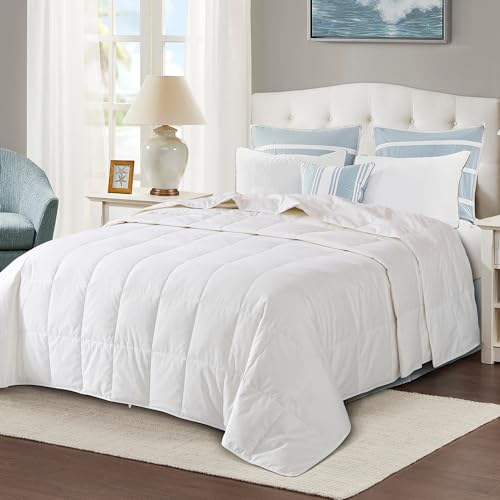 Globon Summer Down Comforter King Size, Extra Lightweight Blanket/Duvet Insert for Hot Sleepers, Noiseless & Extra Soft,106x90 inches,White Globon