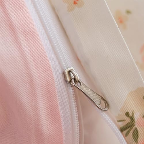 Erwinmu Floral Duvet Cover Set Twin Size,Pink Floral Flowers Bedding Duvet Cover with Zipper Closure,Reversible Comforter Duvet Cover and 1 Pillowcase Erwinmu