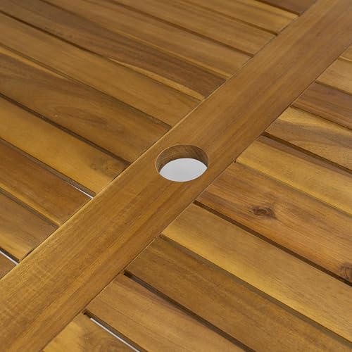 Christopher Knight Home Meja Acacia Wood Outdoor Dining Set for 6, Wooden 7 Piece Patio Dining Table Set, Wooden Outdoor Dining Armchair and Table Set with Cushion, Patio Furniture Set, Teak+Beige Christopher Knight Home