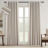 Topfinel Boho Farmhouse Black Out Linen Curtains 84 Inch Length 2 Panels Set for Bedroom Living Room, Greige Insulating Winter Room Divider Curtains Neutral Burlap Drapes 7FT Long Pleated Back Tab Topfinel