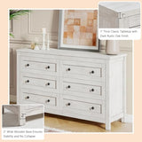 LUXOAK Farmhouse 6 Drawers Dresser, Wood Rustic Chest of Drawers for Bedroom, Closet Storage Dressers Organizer, 6 Drawers Chest for Living Room, Hallway, Rustic White LUXOAK