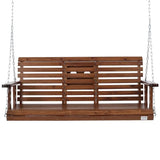 VEVOR Wooden Porch Swing 5 ft, Patio Bench Swing for Courtyard & Garden, Upgraded 880 lbs Strong Load Capacity, Heavy Duty Swing Chair Bench with Hanging Chains for Outdoors, Brown VEVOR