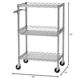 Alera ALESW342416BA 28 in. x 16 in. x 39 in. 500-lb. Capacity Three-Tier Wire Rolling Cart - Black Anthracite Alera