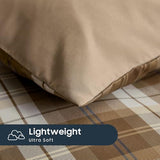 Wake In Cloud - Plaid Comforter Set, Scottish Tartan Check Geometric Modern Pattern Printed, Soft Lightweight Bedding, 3 Pieces, Brown, Full Size Wake In Cloud