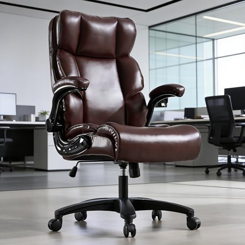 Ergonomic Office Chair Big and Tall Wide Seat Executive Chair 90-120°High-Back Reclining Gaming Chair Lumbar Support Leather Computer Chair Thickened Armrest Desk Chair for Home Office VOONMIU