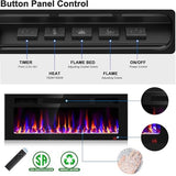 43 Inch Electric Fireplace Recessed and Wall Mounted, Fireplace Heater and Linear Fireplace, Ultra-Thin Electric Fireplace, Low Noise, with Timer, Remote Control, Adjustable 12 Flame Color, 750/1500W Sixfivsevn