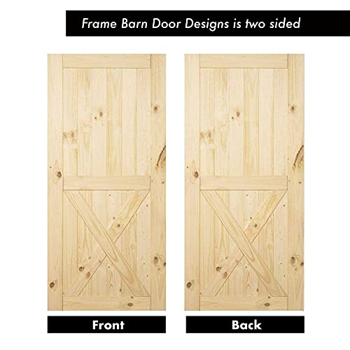 Homacer 5-in-1 Design Solid Natural Pine Wood Barn Door, 24in Wide 84in High, Unfinished and Unassembled, with Pre-drilled Holes for Easy Assemble, HOMACER