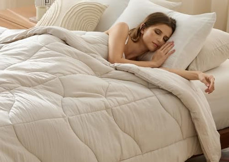 Bedsure Oversized King Comforter - Oversized King Duvet Insert for All Season, Ultra-Soft Down Alternative Comforter, Blanket for Bed, with 4 Tabs, Machine Washabl, Linen, 116x98 in Bedsure