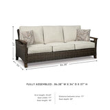 Signature Design by Ashley Paradise Trail Outdoor Patio Sofa with Cushion and 2 Pillows, Brown & Beige Signature Design by Ashley
