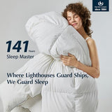 Pacific Coast Goose Feather Down Fiber Comforters Twin Size, Extra Fluffy White Duvet Insert, Ultra-Soft, Breathable, All Season Hotel Luxury Bedding Comforters, 8 Corner & Center Loops (68"x90") Pacific Coast