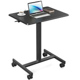 Sweetcrispy Small Mobile Standing Desk, Rolling Laptop Computer Carts, Portable Laptop Desk with Wheels, Adjustable Height Table for Home Office, Black Sweetcrispy