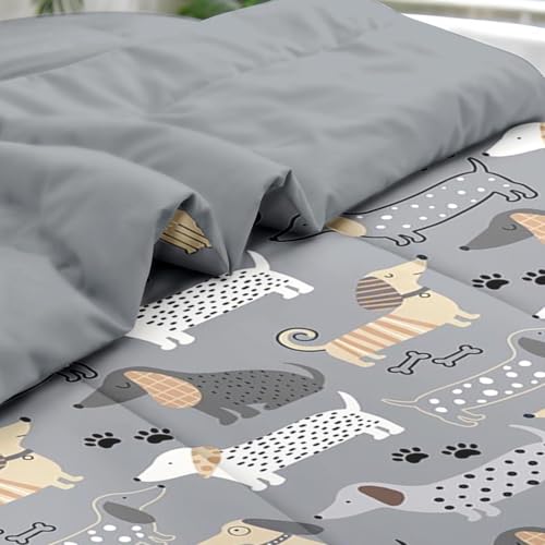 Pamnest Comforter Set King Size, Cute Dog 7 Pcs Bedding for Kids and Adults, Animal Nursery Pet Bed Sheet Sets with Fitted Sheet 2 Pillowcases & 2 Shams for Bedroom Bed Decor Pamnest
