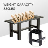 TECSPACE 35 Inches Aluminum Outdoor Weatherproof Bench Backless, 330 LBS Bearing Capacity Garden Porch Bench, Black TECSPACE