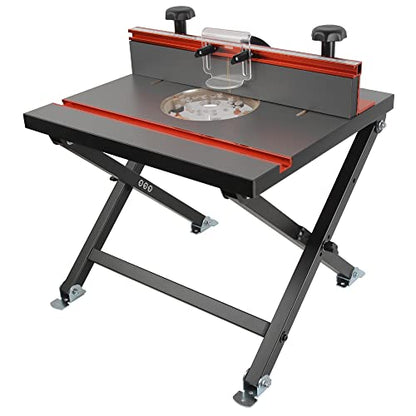 O'SKOOL Quick Convertible and Foldable Benchtop Trim Router Table with Insert Plate Kit - WoodArtSupply