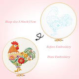 ElevateTech Funny Animal Embroidery Kits for Beginners Adults Cross Stitch Kits with Rooster and Flower Pattern DIY Needlepoint Starter Kit with Embroidery Cloth Hoops Threads for Craft Lover
