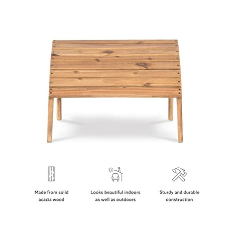 Linon Home Dcor Linon Adirondack Woodstock Ottoman, Teak Stain, Acorn, 21.6"W x 21.06"D x 13.7"H Linon