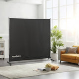 VAMFUTRE Single Panel Room Divider/Privacy Screen with Caster Wheels and Brakes - Stylish and Versatile Partition for Home,Office,School and Restauran (Black, 6FT*6FT) VAMFUTRE
