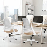 NEO CHAIR Office Desk Computer Gaming Ergonomic Chair with Lumbar Back Support Adjustable Height Swivel Wheels Flip-up Arms Mesh Chair for Home or Office (Beige) NEO CHAIR