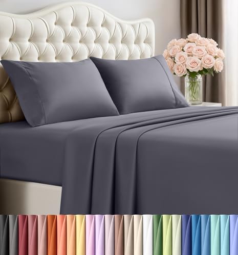 Utopia Bedding King Sheet Set – 4 Piece Bed Sheets for King Size Bed, Soft and Breathable Microfiber, Includes 1 Fitted Sheet, 1 Flat Sheet and 2 Pillowcases (Grey) Utopia Bedding