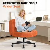 shipborne Convertible Base Criss Cross Chair with Pocket Springs & Thicker and Wider Cushions, Armless Legged Office Chair Relieves Back Pain, Swivel Vanity Chair for Living Room/Office, Orange shipborne