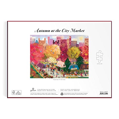 Galison Autumn at The City Market – 1000 Piece Puzzle Fun and Challenging Activity with Bright and Bold Artwork of A Fall Day at A Farmer’s Market for Adults and Families Galison