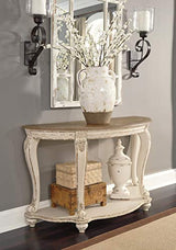 Signature Design by Ashley Realyn French Country Semi-Circle Console Table, White & Brown Signature Design by Ashley
