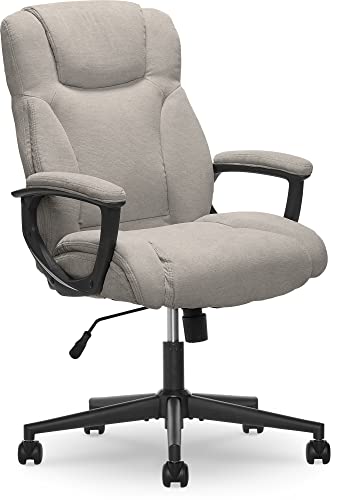 Serta Connor Executive Office Chair, Ergonomic Computer Chair with Layered Body Pillows, Contoured Lumbar, Adjustable Seat, Microfiber Fabric, Gray Serta