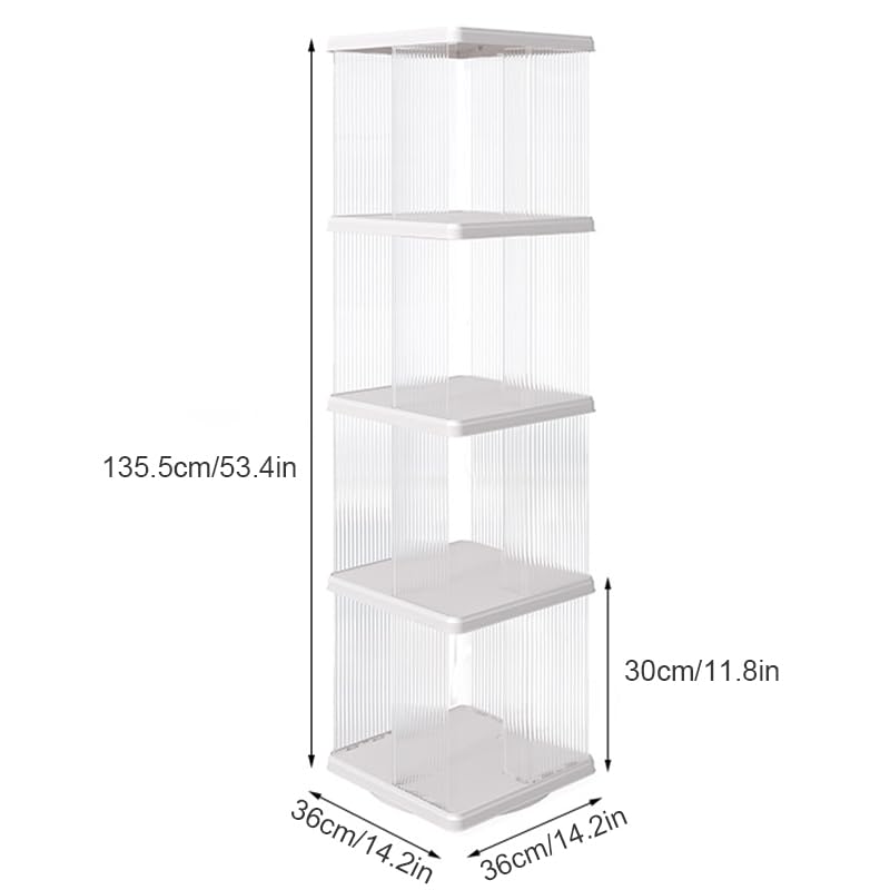 Compact 360-Degree Rotating Bookshelf for Small Spaces - SYNCVIBE 4-Tier Floor Standing Bookcase in White SYNCVIBE