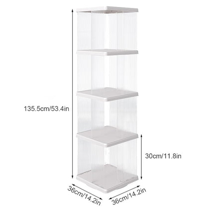 Compact 360-Degree Rotating Bookshelf for Small Spaces - SYNCVIBE 4-Tier Floor Standing Bookcase in White - WoodArtSupply