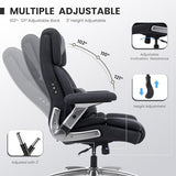 750lbs Heavy Duty Desk Chair with 3D Kneading Massage, Big and Tall Office Chairs with Ergonomic Support, 4D Armrests, 5 Quiet Dual Rubber Wheel, Thick Spring Cushion(Black-Fabric) CHAIRKER
