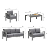 Solaste Aluminum Patio Furniture Set,5 Pieces Modern Outdoor Conversation Set Sectional Sofa with Upgrade Cushion and Coffee Table,Grey Solaste