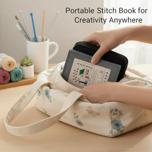 2026New Portable Embroidery Stitch Book Kit,embroidery sampler practice book diy Embroidery for beginners with instructions Gift for Easter All-Scenario Stitch Guide for Adults & Craft Lovers (1 Set)