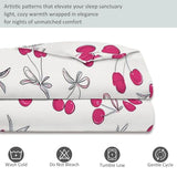 3-Piece Double-Sided Printed Duvet Cover Set Single – Soft Microfiber Bedding with Minimalist Cherry Romantic Design with Zipper Closure,Includes 1 Duvet Cover + 2 Pillowcases Light Color Generic