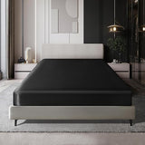 MILVOWOC Satin Fitted Sheet Twin XL, Black Single, Luxury Deep Pocket Bottom Bed Sheet, Soft Silky Bedding MILVOWOC