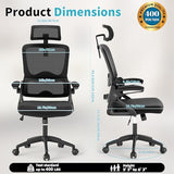 Nexthro Ergonomic Office Chair,Mesh Office Chair with Lumbar Support,High Back Desk Chair with Flip-up Arms,400 lbs Big and Tall Computer Chair with Headrest,Comfy Desk Chairs (Black) Nexthro