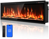 60” Smart Electric Fireplace with Voice Control, Realistic Flame, Crackling Sound, Wall Mounted or Recessed Fireplace Insert, App/Remote Control, Logs & Crystals Included for Living Room, Bedroom Rresyet