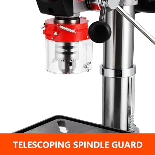 13 in Benchtop Drill Press, 7.5 Amp 120V, 288-3084 RPM Variable Speed Cast Iron Bench Drill Press, 0-45° Tilting Worktable, Tabletop Drilling Machine for Wood Metal PioneerWorks