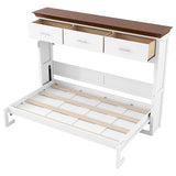 LUMISOL Twin Size Murphy Bed, Wood Wall Bed Frame with 3 Storage Drawers, Folding Cabinet Bed Frame for Home Office, Guest Room, Small Space, White LUMISOL