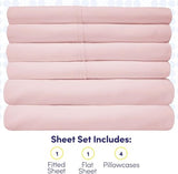Full Size Bed Sheets - 6 Piece 1500 Supreme Collection Fine Brushed Microfiber Deep Pocket Full Sheet Set Bedding - 2 Extra Pillow Cases, Great Value, Full, Pale Pink Sweet Home Collection