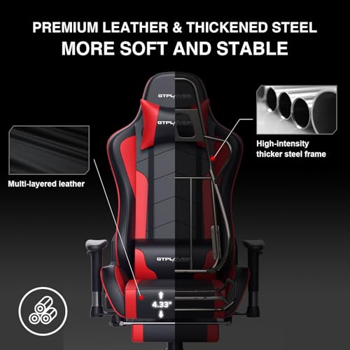 GTPLAYER Gaming Chair with Footrest Speakers Video Game Chair Bluetooth Music Heavy Duty Ergonomic Computer Office Desk Chair GTPLAYER